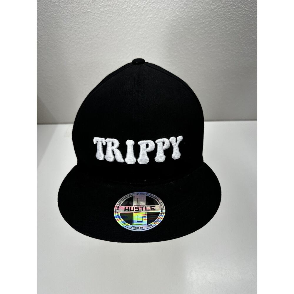 OG Hustle Snapback Trippy Logo Black Flat Brim Adjustable Cap